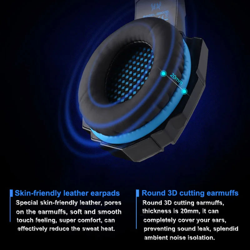 G9000 Gaming Headset Over-Ear Wired Headphones Adjustable Bass Stereo LED Light Earphone with Mic for Laptop Desktop PS5 Headset