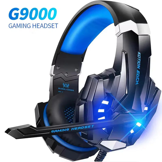 G9000 Gaming Headset Over-Ear Wired Headphones Adjustable Bass Stereo LED Light Earphone with Mic for Laptop Desktop PS5 Headset