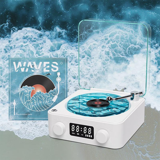 Waves Vintage Vinyl Record Player Bluetooth Speaker with Adjustable Ambient Night Lights, 4-Mode Wireless Audio Turntable Wall Lights