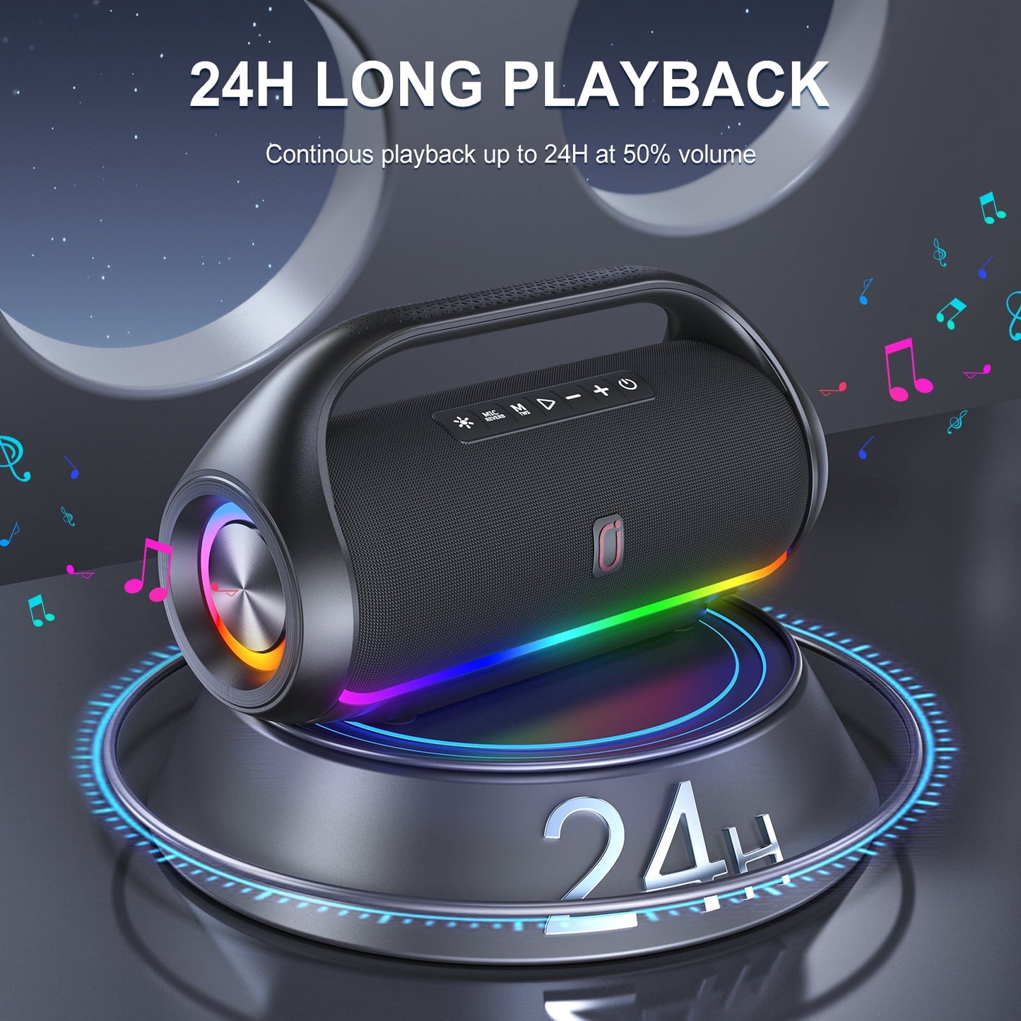 Bluetooth Speaker, Portable Speaker with DJ Lights, Deep Subwoofer, Wireless Waterproof Outdoor Speaker for Pool Beach Party, D20