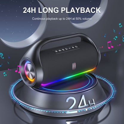 Bluetooth Speaker, Portable Speaker with DJ Lights, Deep Subwoofer, Wireless Waterproof Outdoor Speaker for Pool Beach Party, D20