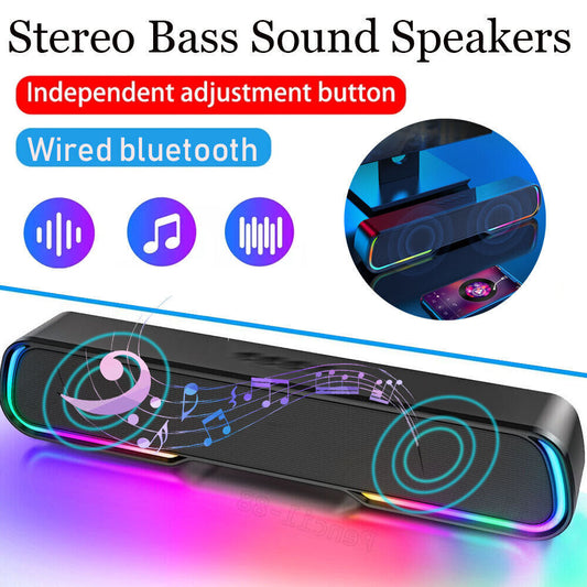 Surround Sound Bar 4 Speaker System Wireless BT Subwoofer TV Home Theater